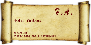 Hohl Antos névjegykártya